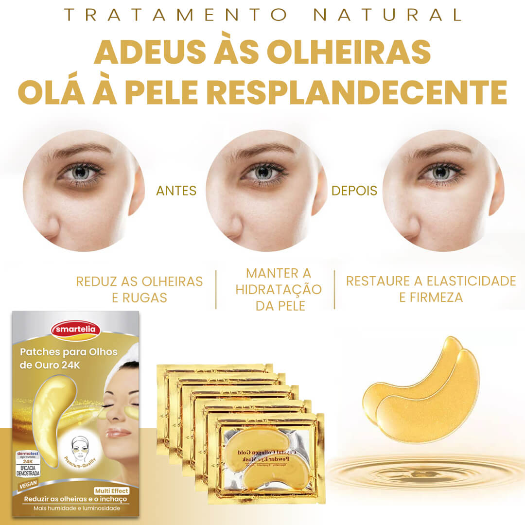 Almofadas para Olhos de Colágeno e Ouro 24K